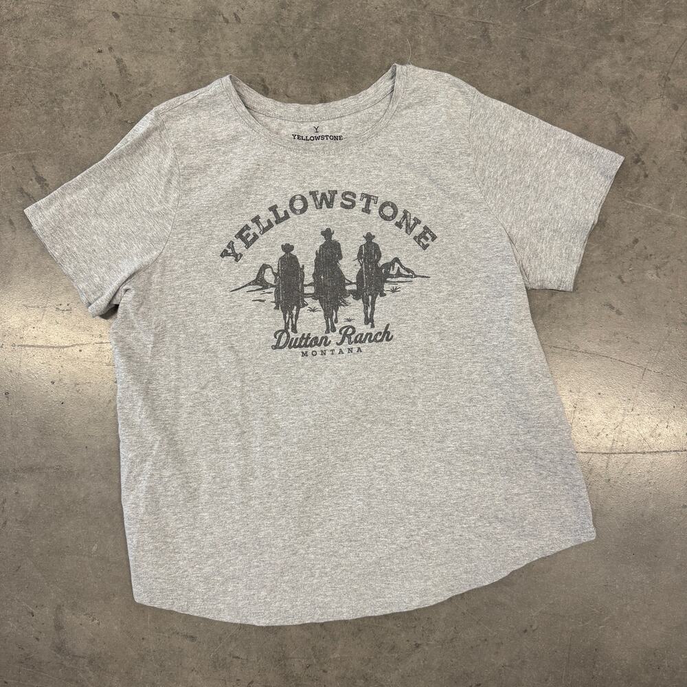 Vintage Y2K Yellowstone Dutton Ranch Montana Heather Gray Graphic T-Shirt XL
